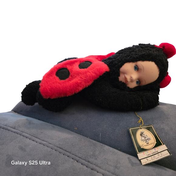 Geppeddo Cuddle Kids Lara Ladybug Baby Doll Porcelain Face Plush NWT - Picture 1 of 8